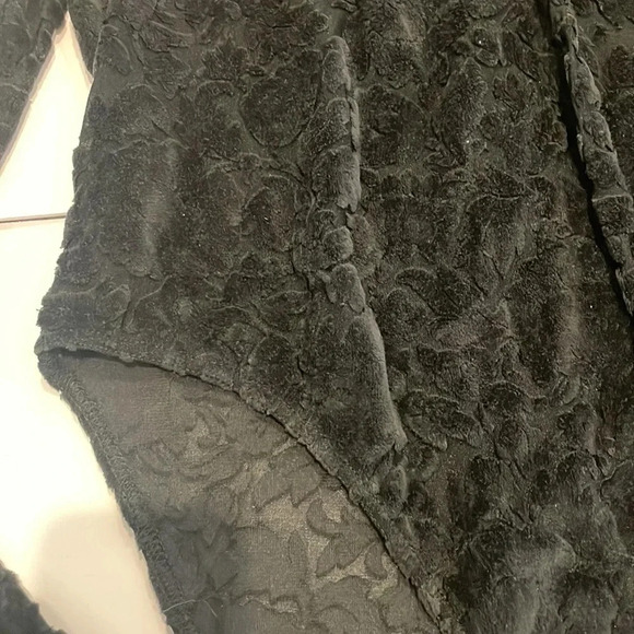 Linda Allard Ellen Tracy size 12 crushed velvet and sheer bodysuit - Picture 3 of 6